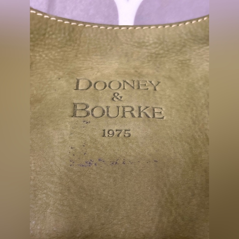 Dooney & Bourke 19745 Series Olive Green Suede and Brown Leather Hobo Purse - Picture 2 of 16